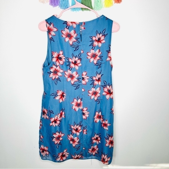 Primark Blue Floral Shift Tropical Swing Dress Size 10 - Picture 13 of 14